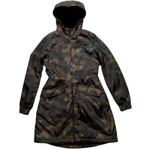 Lucky Brand Womens Sherpa-line Camo Hooded Anorak Mid Length Drawstring Jacket